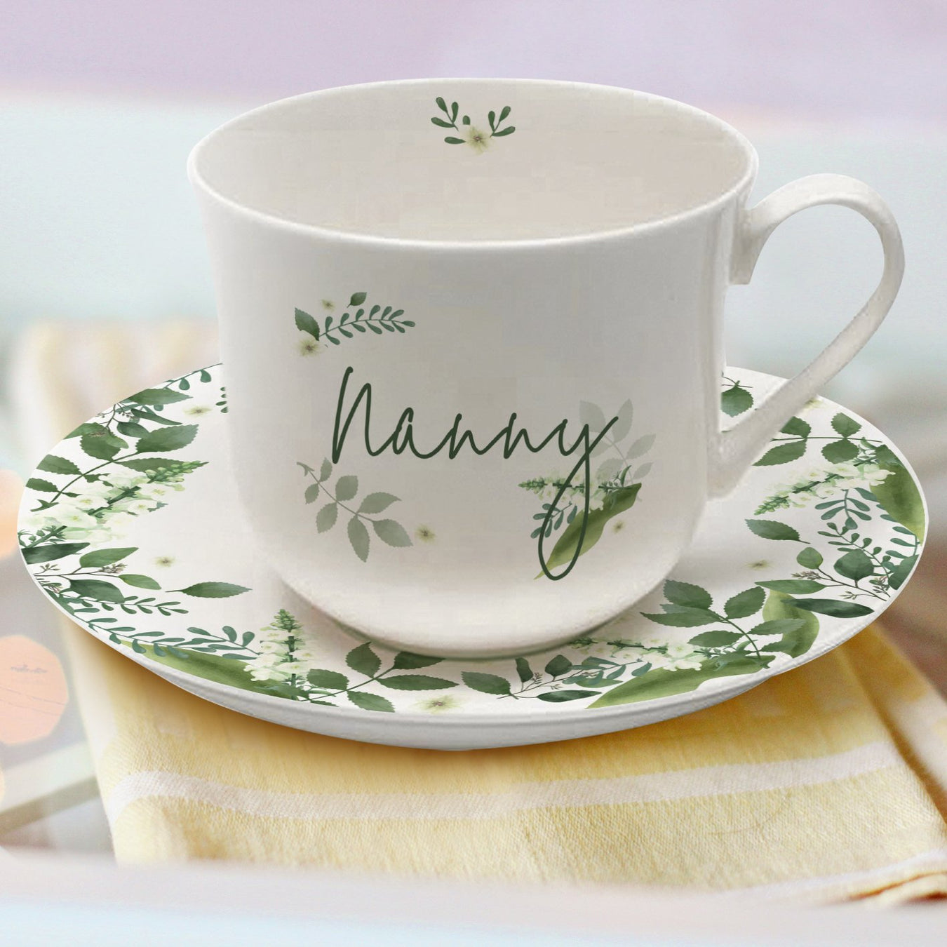 Personalised Cup And Saucer | Custom Tea Cup & Saucer | For Mum | Grandma | Nan | Granny