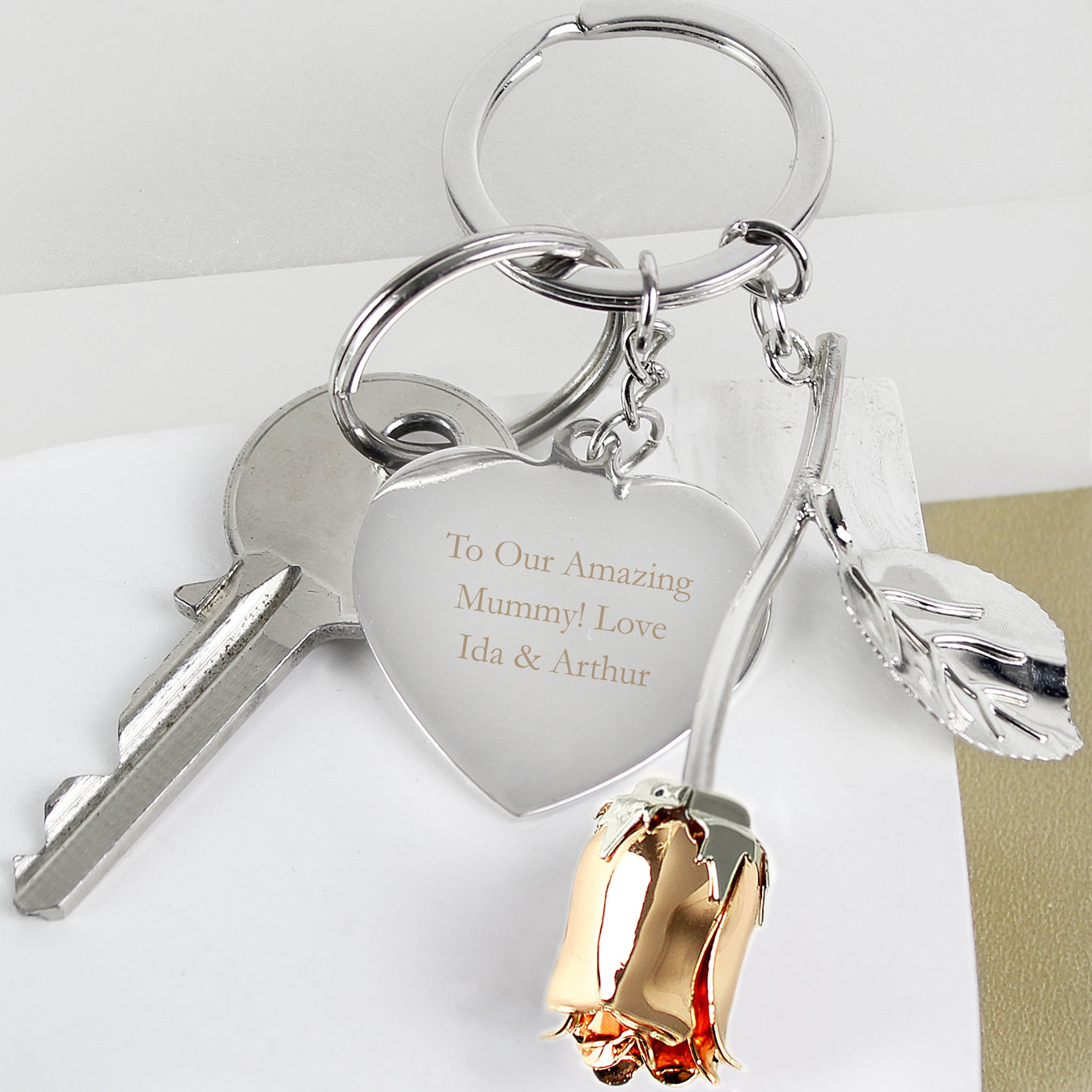 Personalised Heart Keyrings | Photo Heart Keyring | Silver Plated Heart Keyrings UK