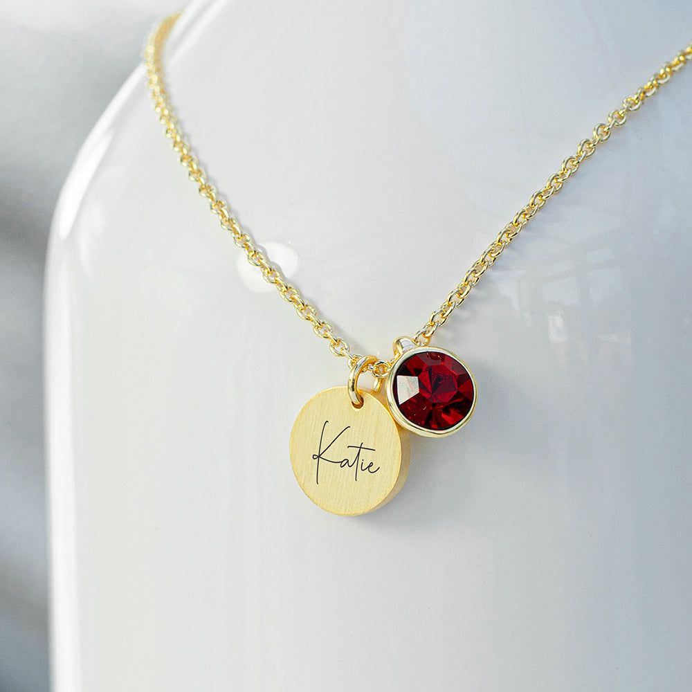 Personalised Engraved Birthstone Jewellery | Necklace | Bracelet 