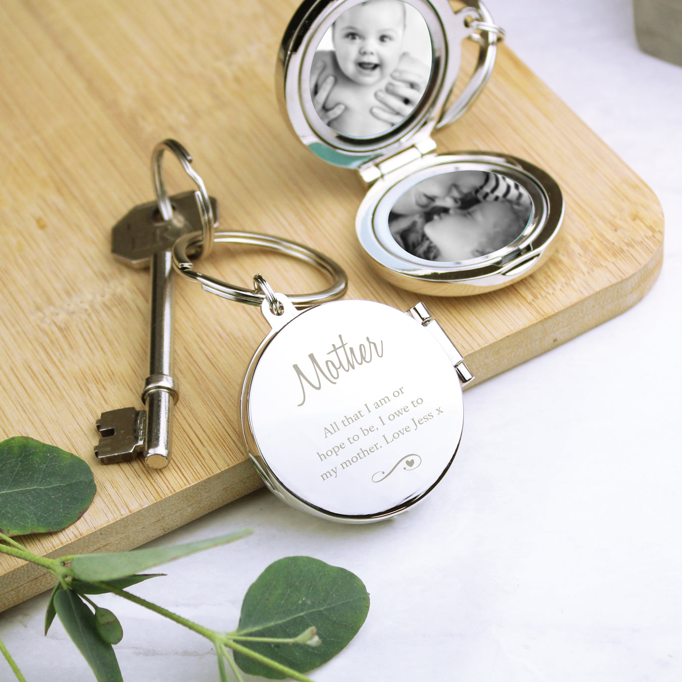 Personalised Photo Locket Keyrings | Engraved