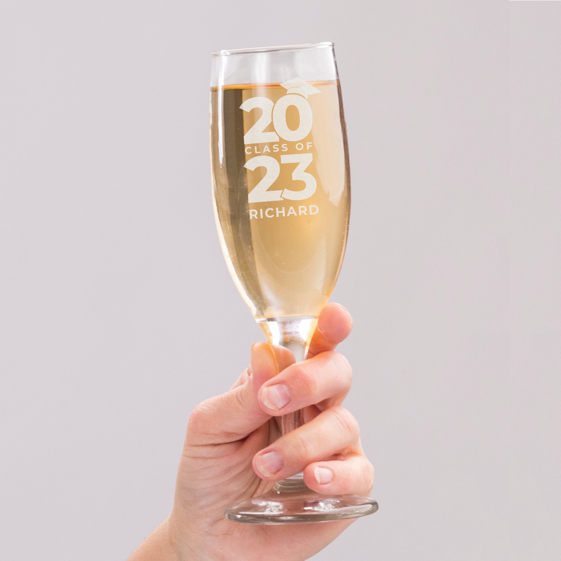 Personalised Class of Graduation Champagne Flute Glass - Gift 