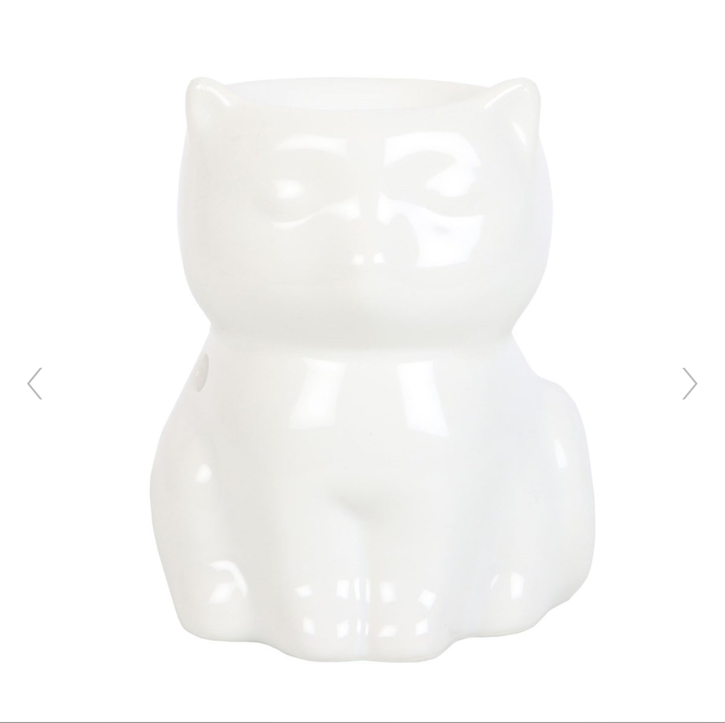 Shiny White Cat Oil/Incense Burner