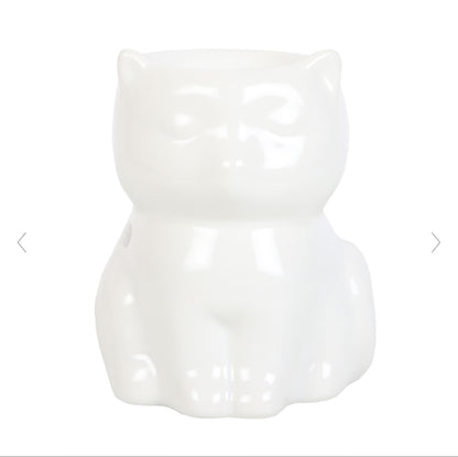 Shiny White Cat Oil/Incense Burner