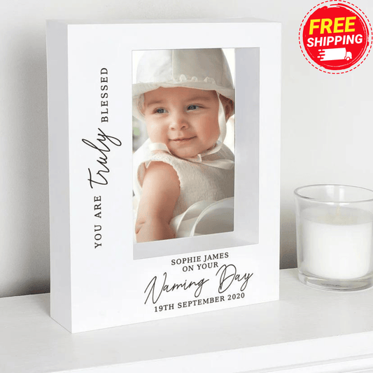 Personalised 'Truly Blessed' Naming Day Box Photo Frame 7x5