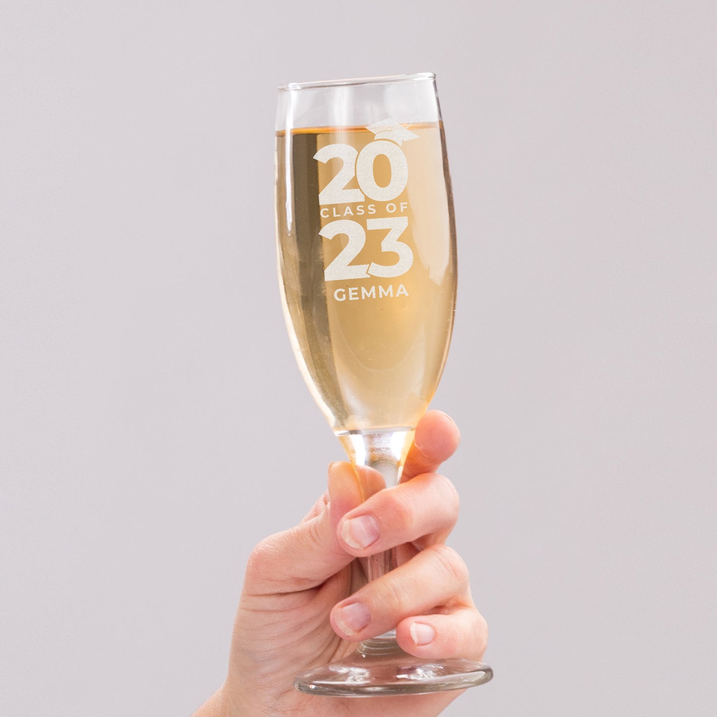 Personalised Class of Graduation Champagne Flute Glass - Gift 