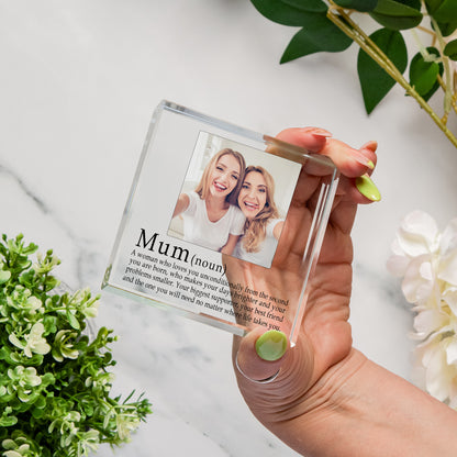 Definition of a Mum Photo Glass Token Keepsake Gift