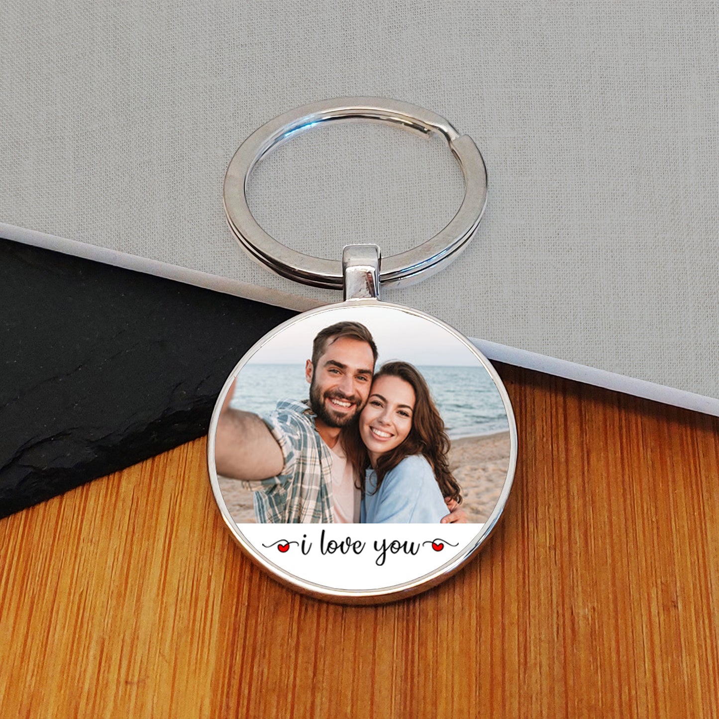 I Love You Photo Upload Keyring