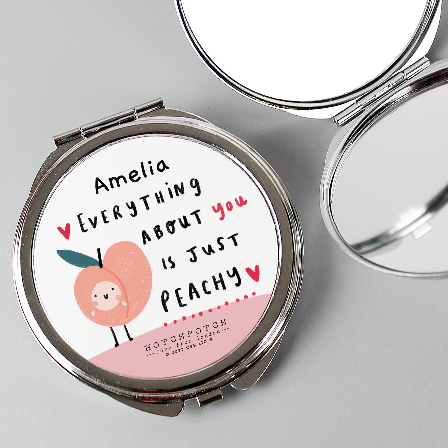 Personalised Everything About You Is Just Peachy Compact Mirror