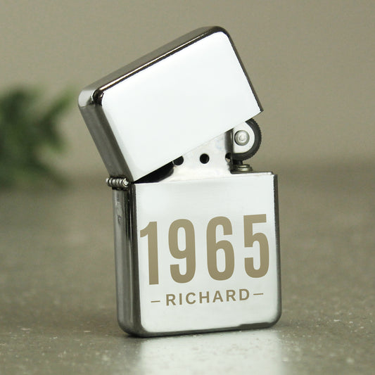 Personalised Birthday Silver Lighter