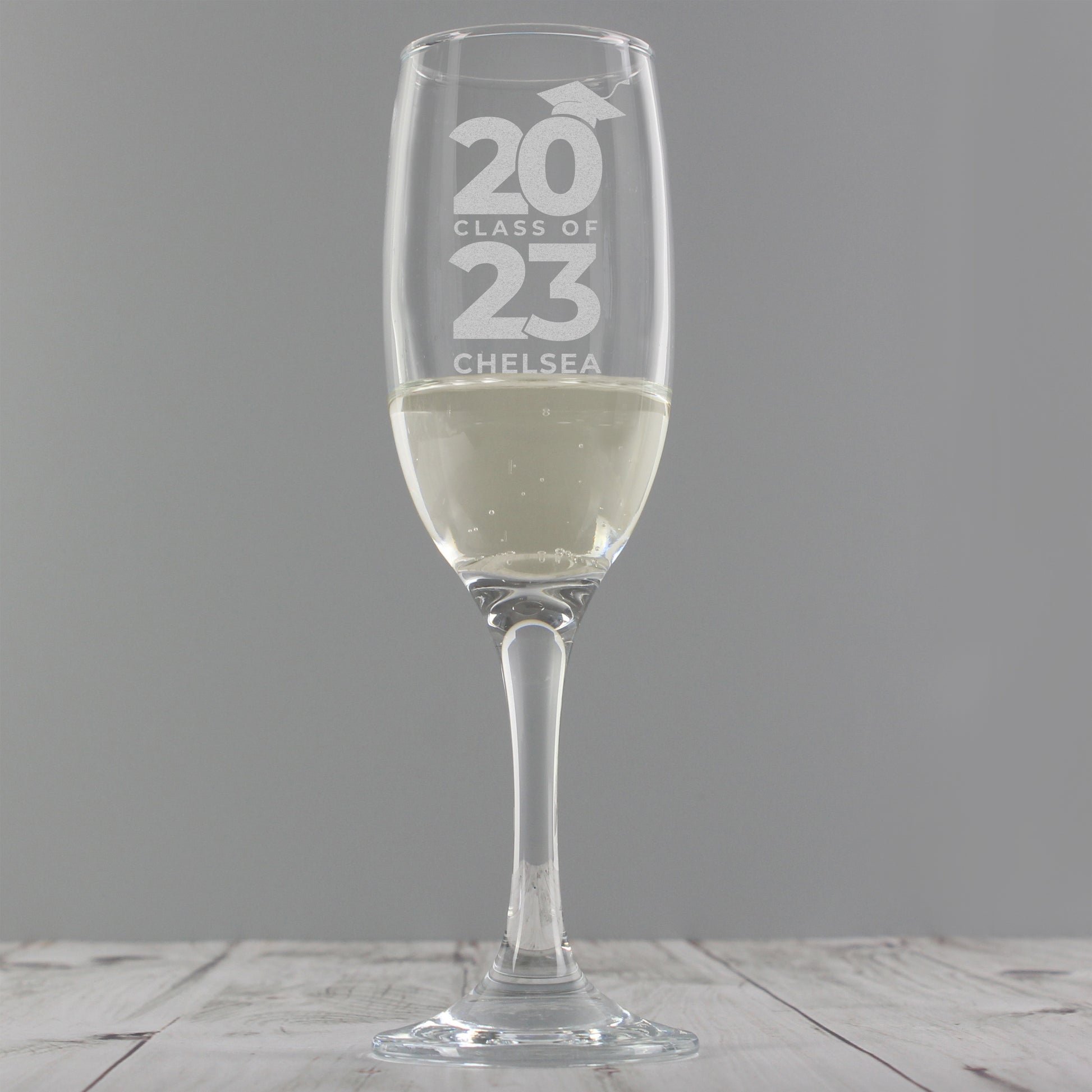 Personalised Class of Graduation Champagne Flute Glass - Gift 