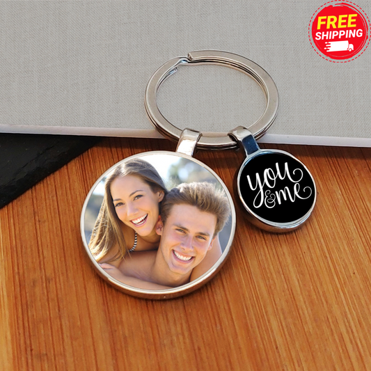 You & Me Charm Photo Upload Keyring