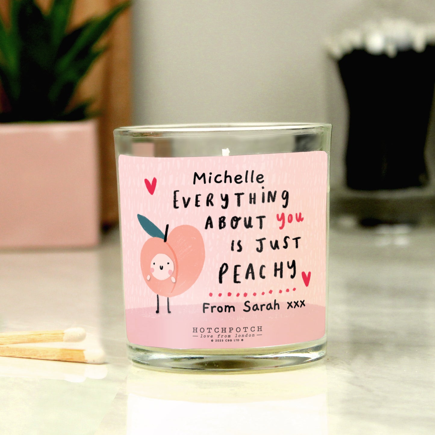 Personalised Everything About You Is Just Peachy Scented Candle Jar