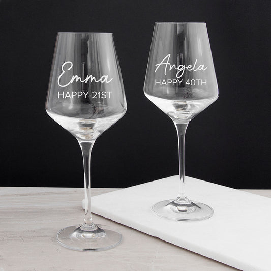 Personalised Happy Birthday Wine Glass