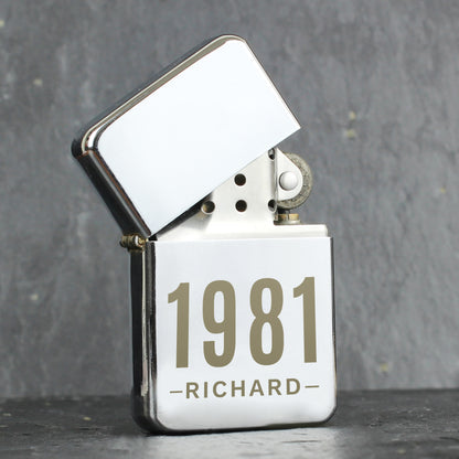 Personalised Birthday Silver Lighter