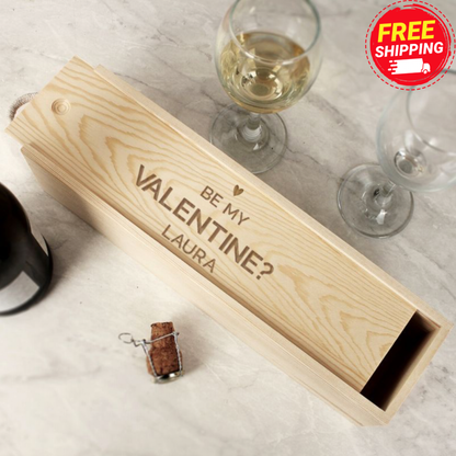 Personalised Be My Valentine Wooden Wine Box