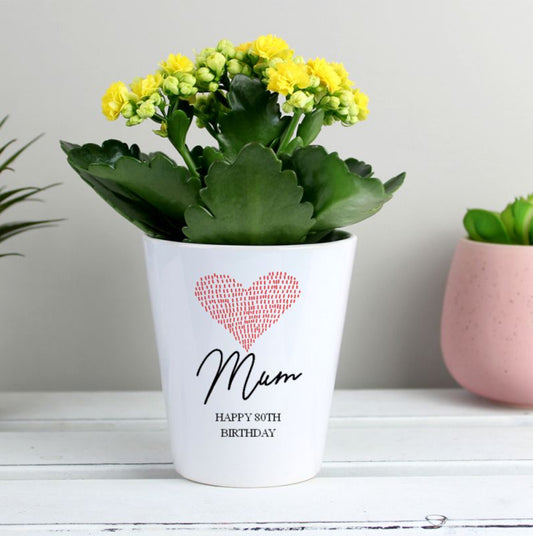 Personalised Heart 80th Birthday Plant Pot