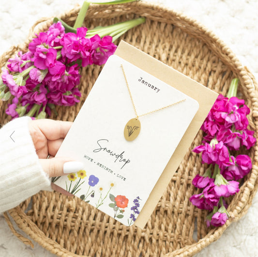 Birth Flower Necklace Card