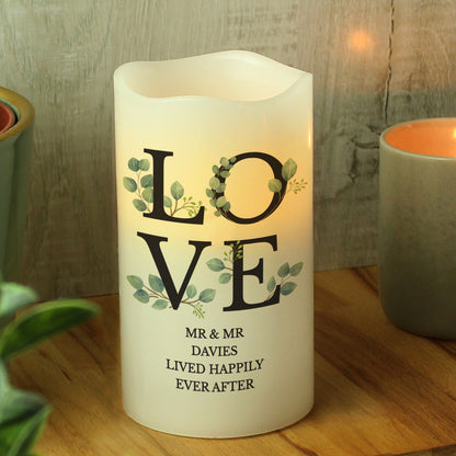 Personalised LOVE Wedding LED Candle