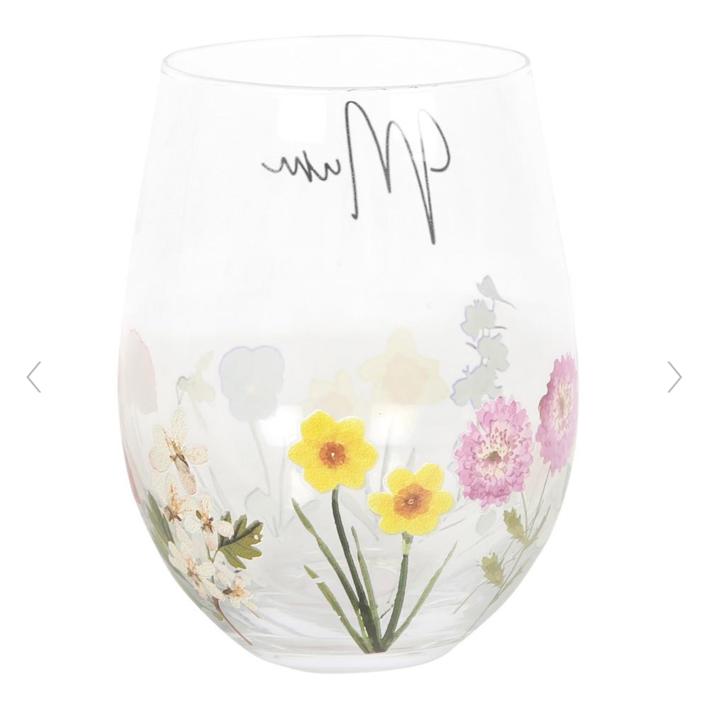 Mum Wildflower Stemless Wine Glass