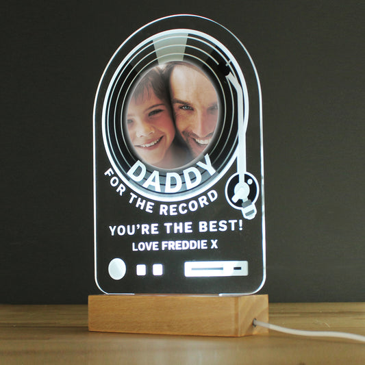 Personalised Vinyl Record Photo Upload Wooden Based LED Light