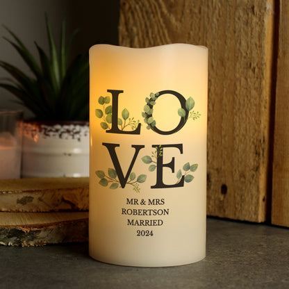 Personalised LOVE Wedding LED Candle