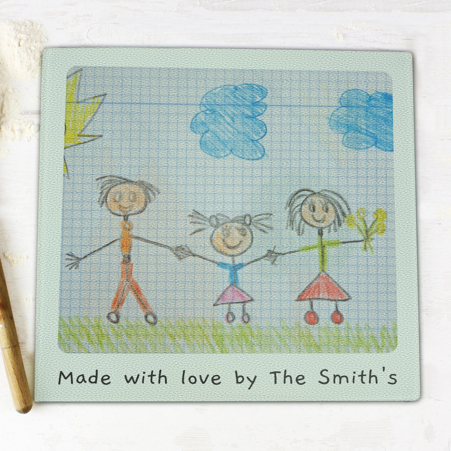 Personalised Childrens Drawing Photo Upload Glass Chopping Board