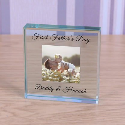 Personalised First Father’s Day Photo Glass Token - Daddy &