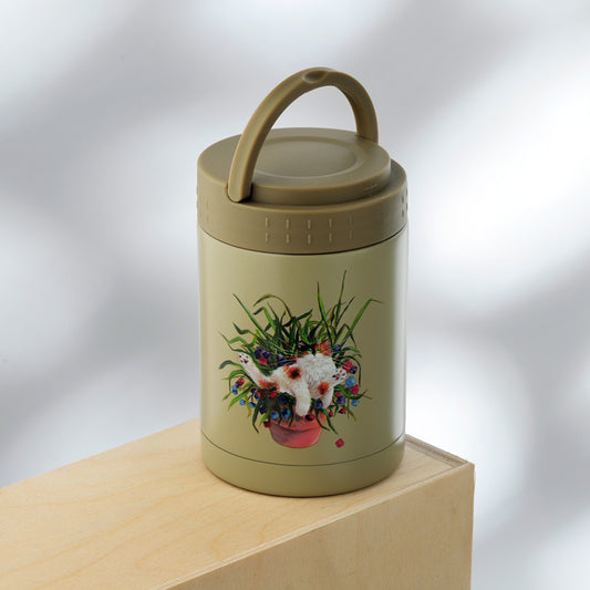 Kim Haskins Cat in Plant Pot Hot & Cold Lunch Pot 500ml