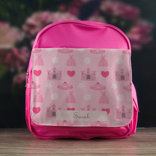 Printed Kids Pink Backpack with Princess Design, Customise with Any Name Image 3