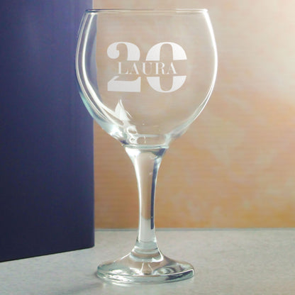 Engraved Gin Balloon Cocktail Glass with Name in 20 Design Image 4