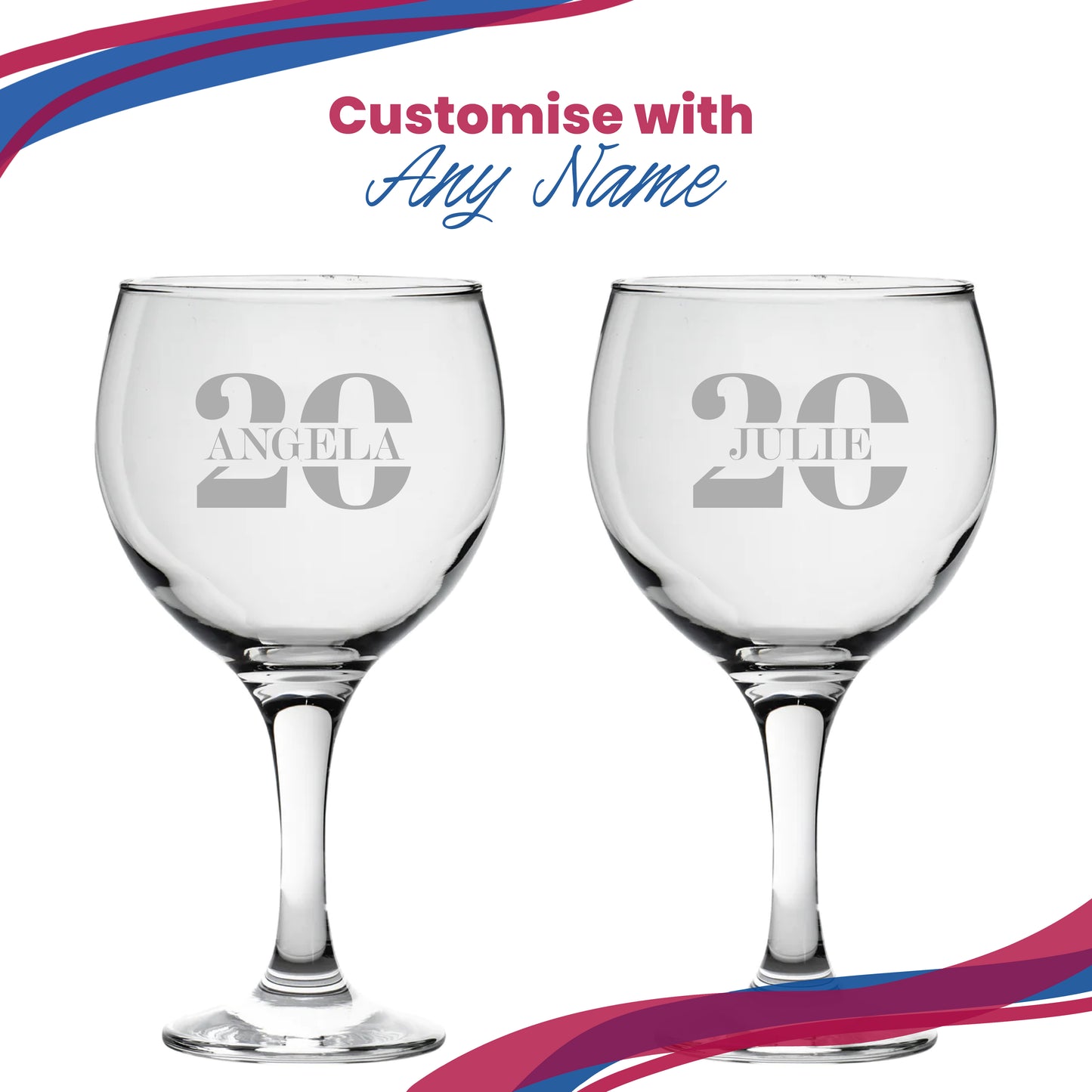 Engraved Gin Balloon Cocktail Glass with Name in 20 Design Image 5