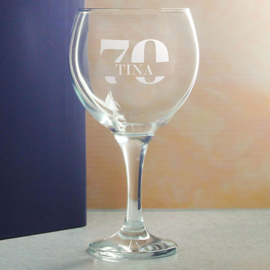 Engraved 70th Birthday Gin Balloon Cocktail Glass