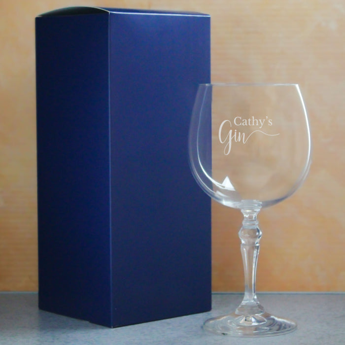 Engraved Crystal Name's Gin and Tonic Cocktail Glass - Gift Box Included