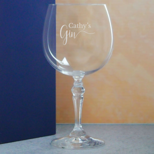 Engraved Crystal Name's Gin and Tonic Cocktail Glass - Gift Box Included