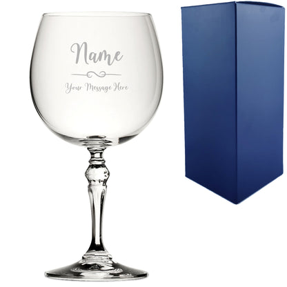 Engraved Crystal Gin and Tonic Glass with Flourish Design, Personalise with Any Name and Message Image 1