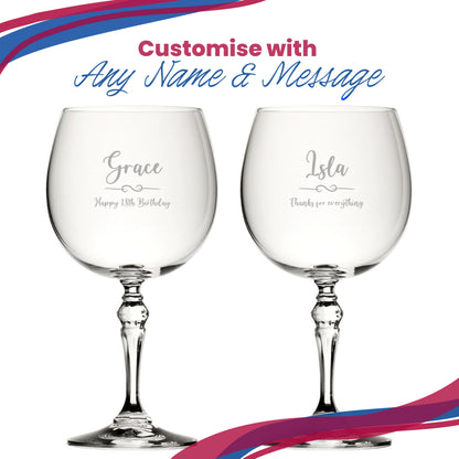 Engraved Crystal Gin and Tonic Glass with Flourish Design, Personalise with Any Name and Message Image 5