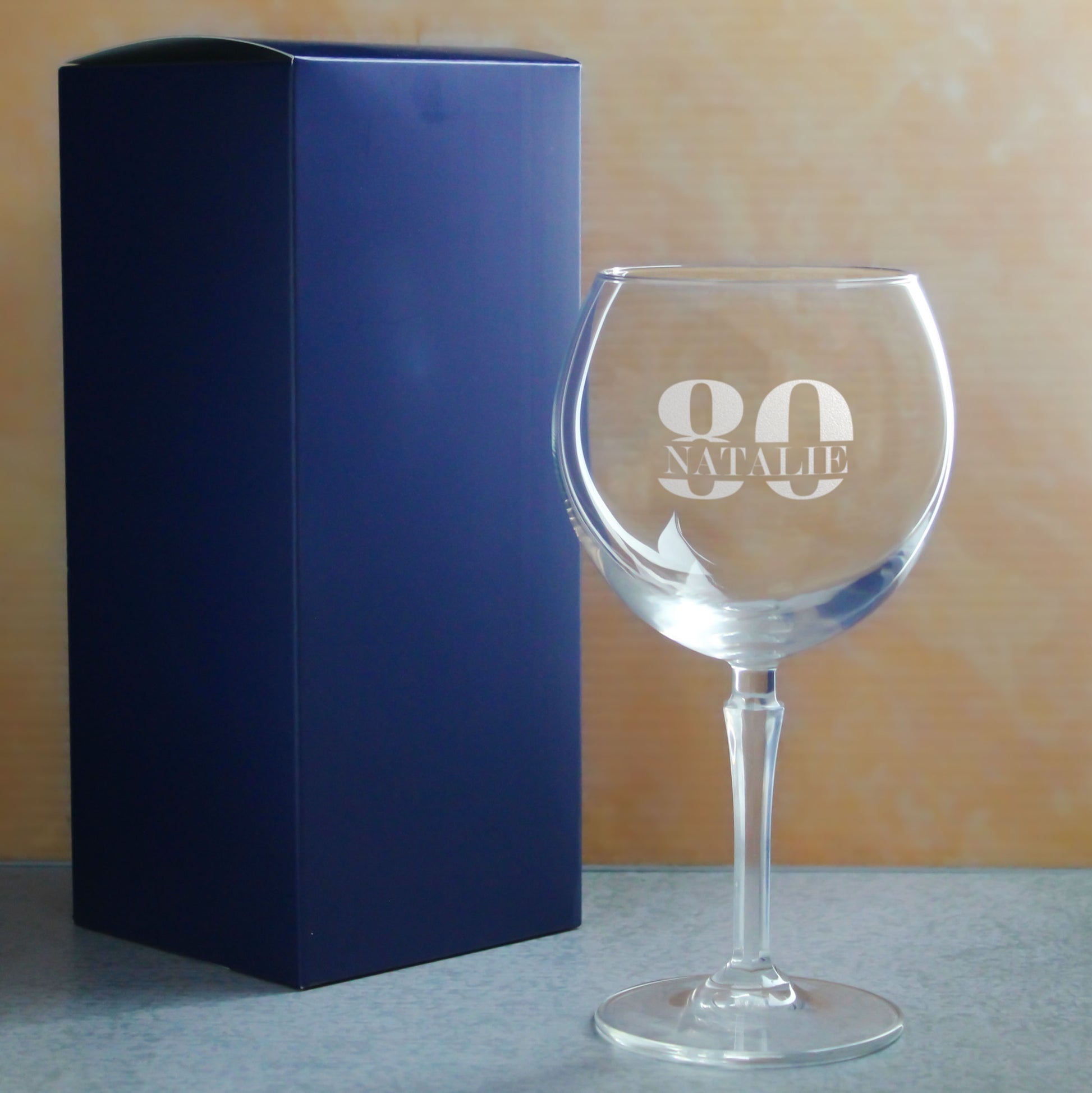 Engraved Hudson 80th Birthday Gin Balloon Glass