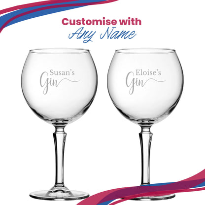 Engraved Hudson Gin Balloon Cocktail Glass with Name's Gin Design, Personalise with Any Name Image 5