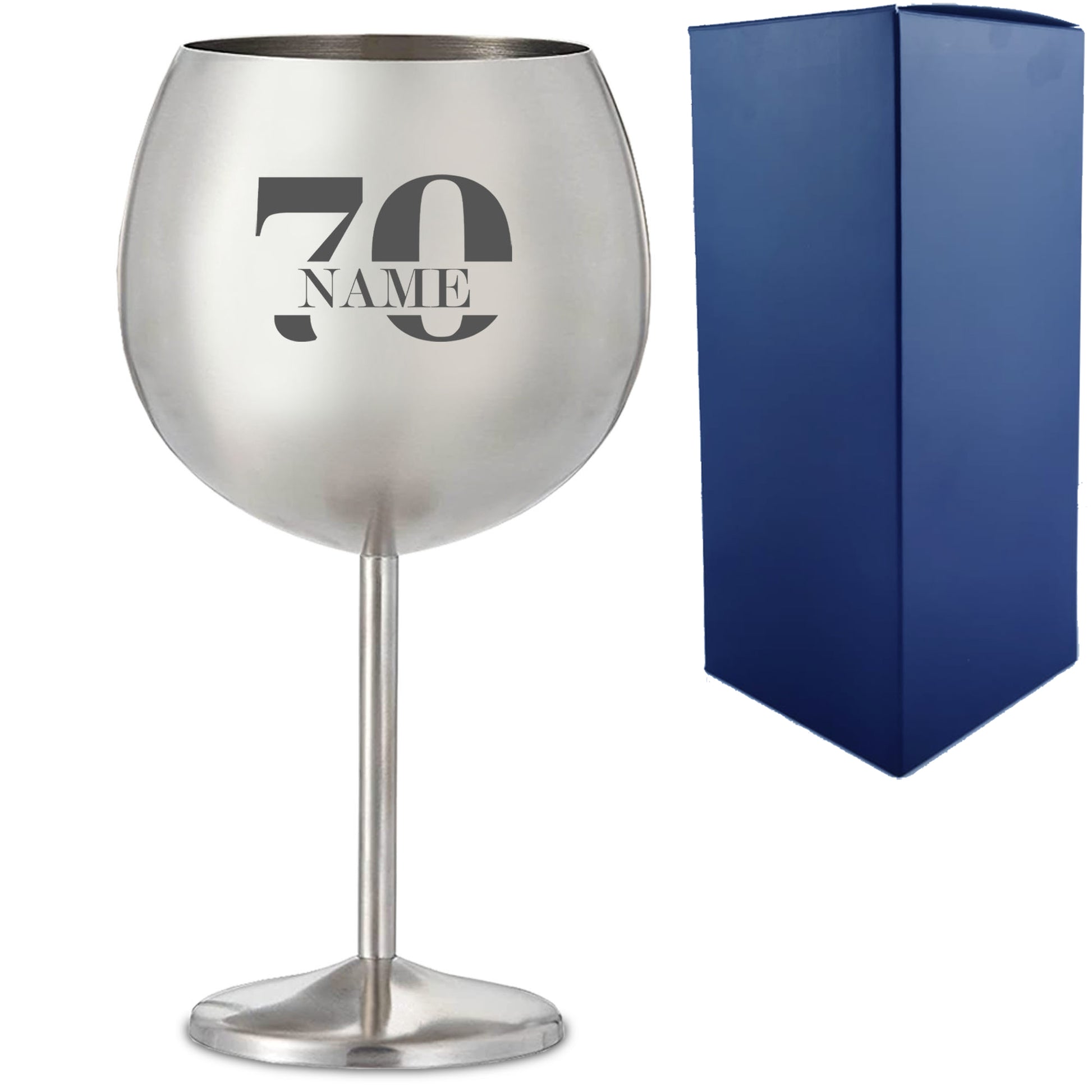 Engraved 70th Birthday Metal Gin Balloon Cocktail Glass