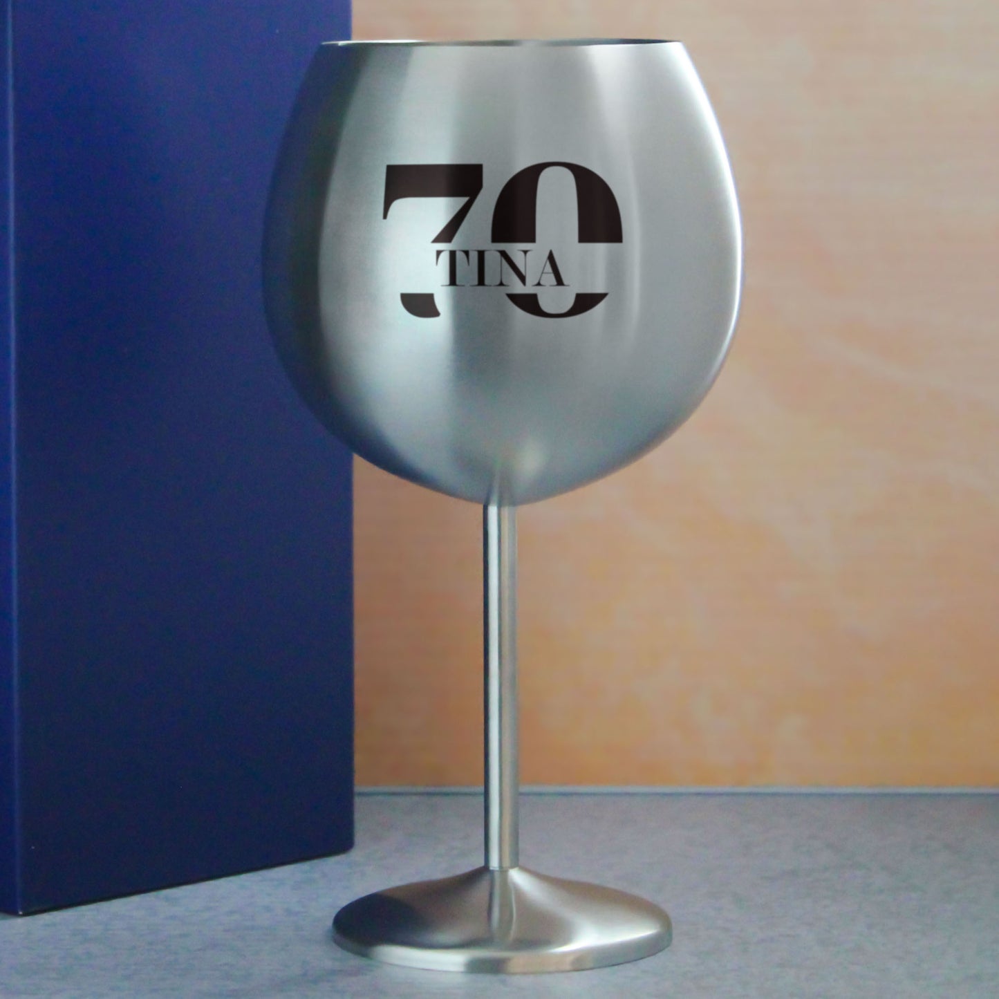 Engraved 70th Birthday Metal Gin Balloon Cocktail Glass