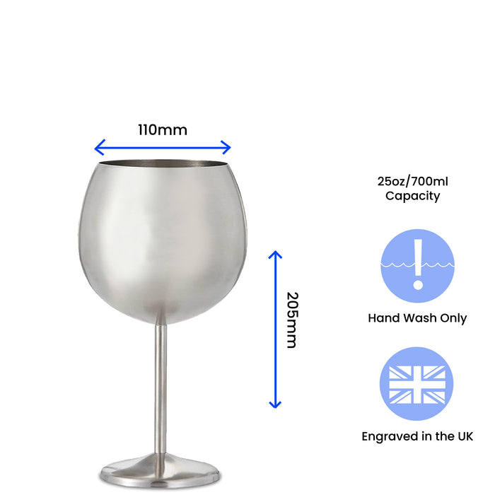 Engraved Metal 80th Birthday Gin Balloon Glass