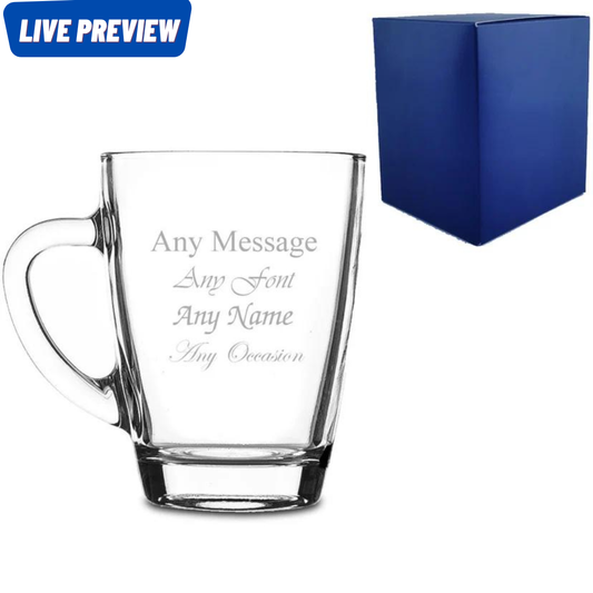 Engraved 300ml Glass Coffee Cup