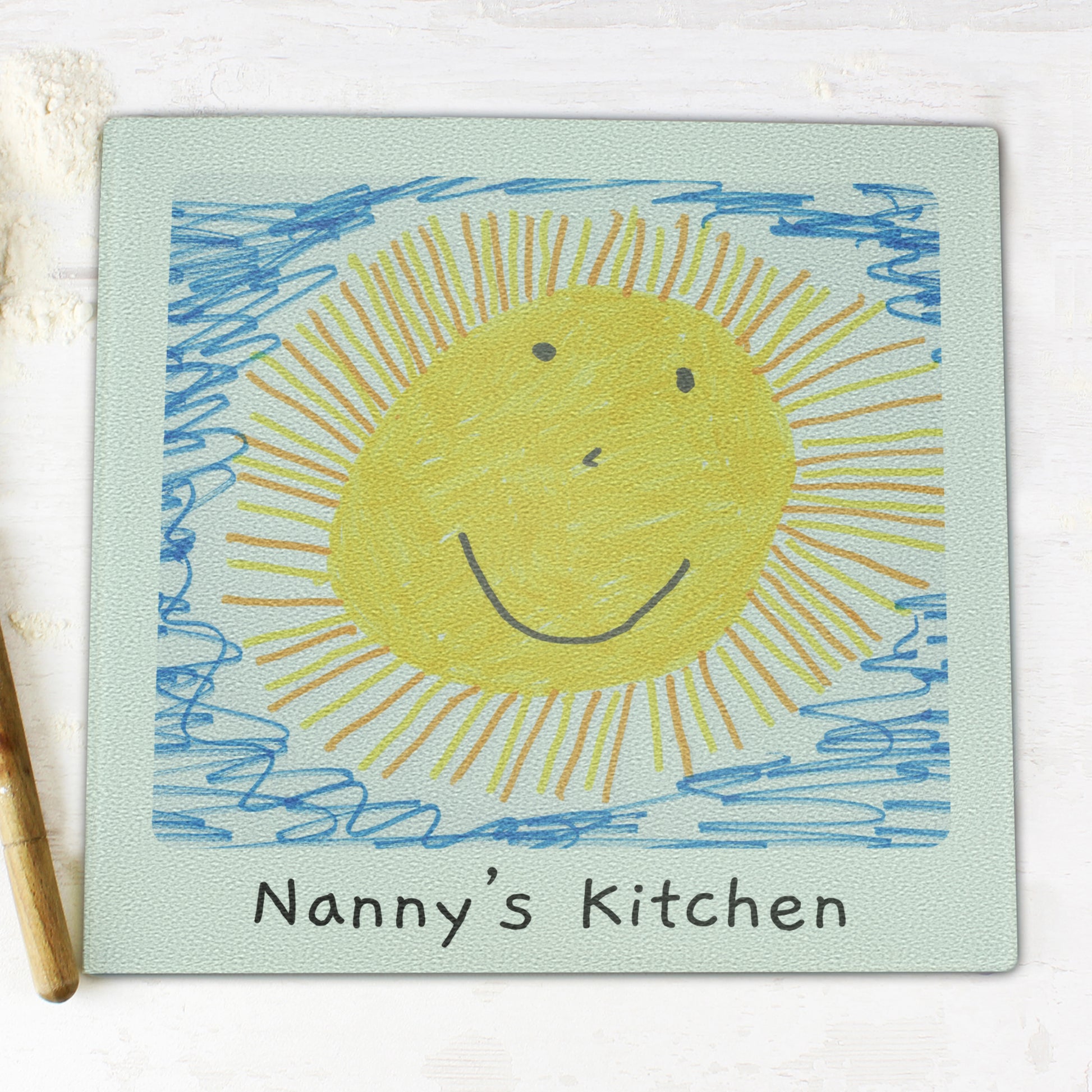 Personalised Childrens Drawing Photo Upload Glass Chopping Board