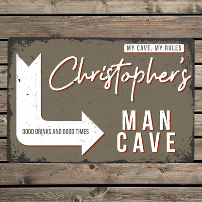 Personalised Man Cave Metal Sign - Gift For Dad - Grandad