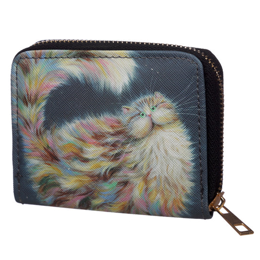 Kim Haskins Cat Zip Around Small Wallet Purse - Rainbow Cat