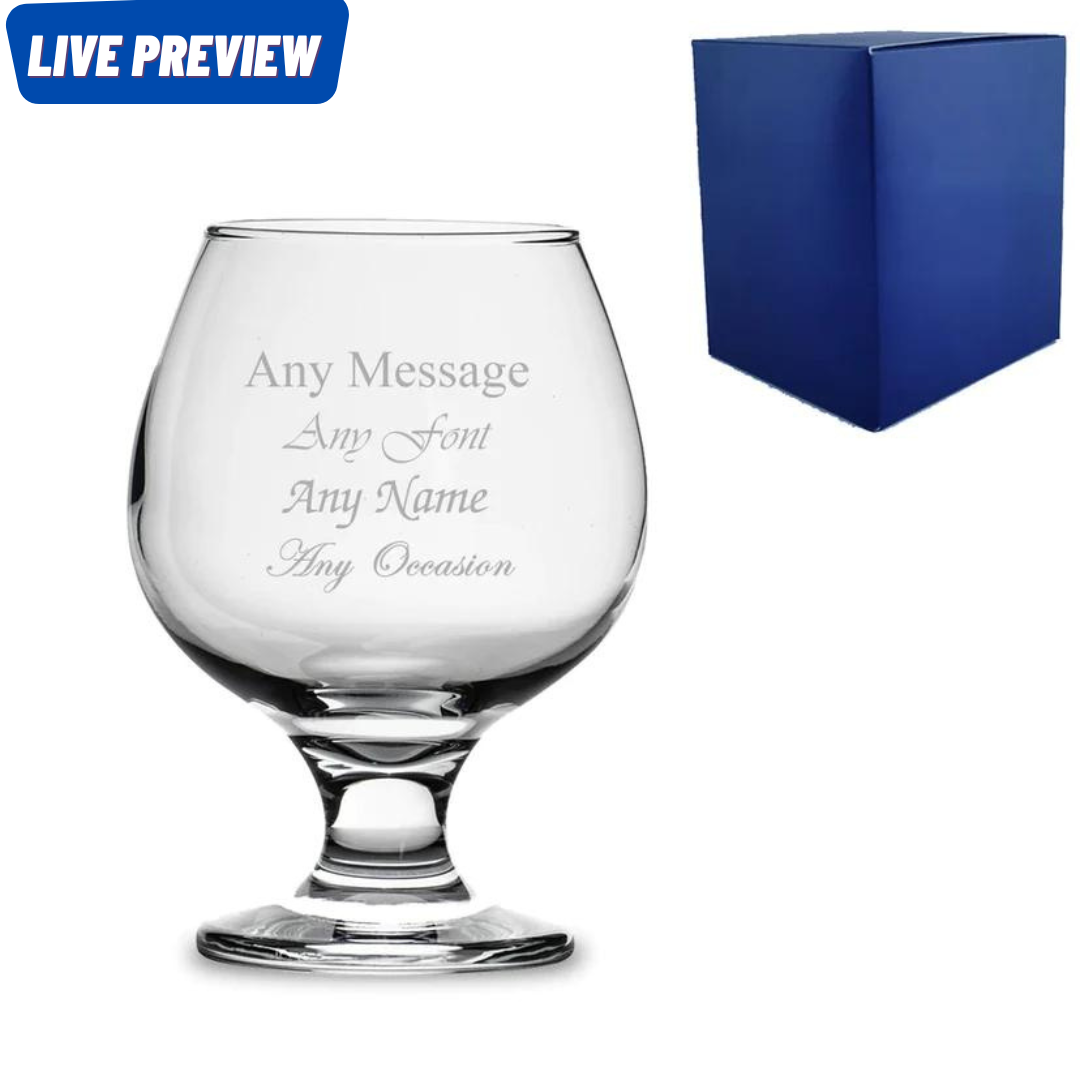 Engraved 390ml Brandy Cognac Snifter Glass With Gift Box