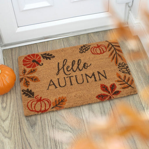 Pumpkin Leaves Hello Autumn Doormat