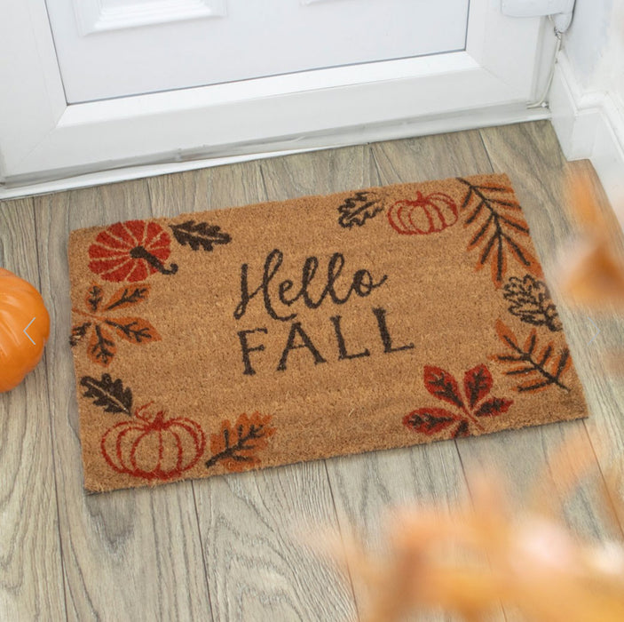 Autumn Pumpkin Leaves Hello Fall Doormat