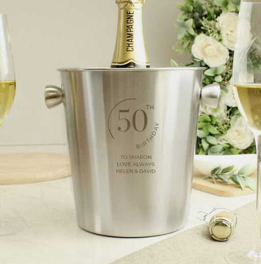 Engraved 50th Birthday Stainless Steel Ice Bucket