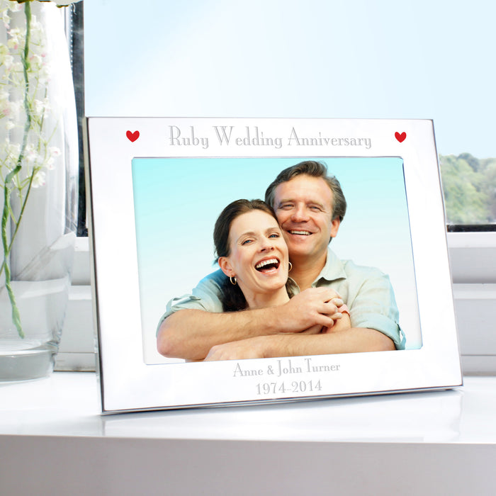 Personalised Ruby 40th Wedding Anniversary Photo Frame - 7x5